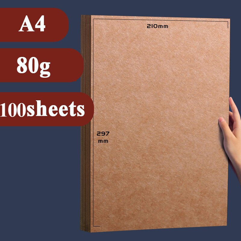 A4 Brown kraft paper Cardstock Paperboard Handmade DIY Package Watercolor Painting Origami crafts 20 50 sheets pack: A4 80g 100 sheets