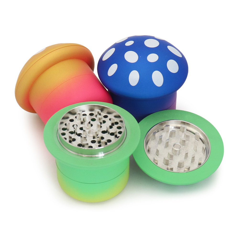 Grand broyeur métallique pour herbes, 70MM, en forme de champignon, pour fumée, 4 couches, pour épices, plastique et métal durables