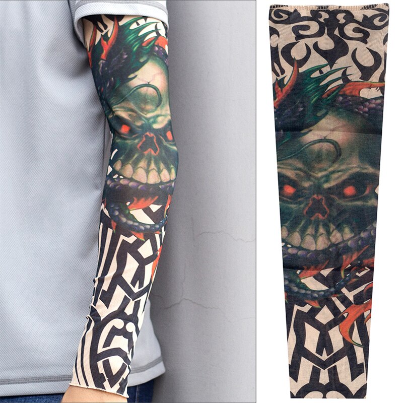 À la diable Hordes Nylon faux tatouage bras jambe Oversleeve temporaire tatouage bras manches cyclisme pour la Protection solaire: 1
