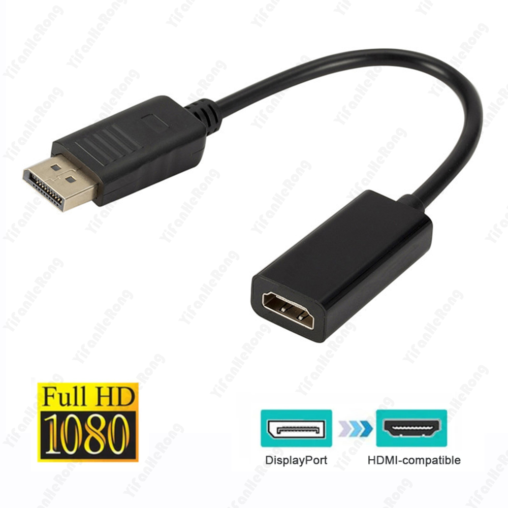 Adaptateur de câble UHD compatible DP vers HDMI, convertisseur vidéo HDTV, 4K, mâle vers femelle, ordinateur portable HP, DELL, port d'affichage PC, 1080P: Rouge