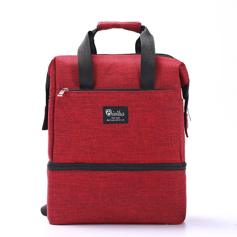 Mochila aislante para comida de bebé, bolsas térmicas calientes para botella de leche infantil de gran capacidad, Color sólido, a la , MBG0458: Red