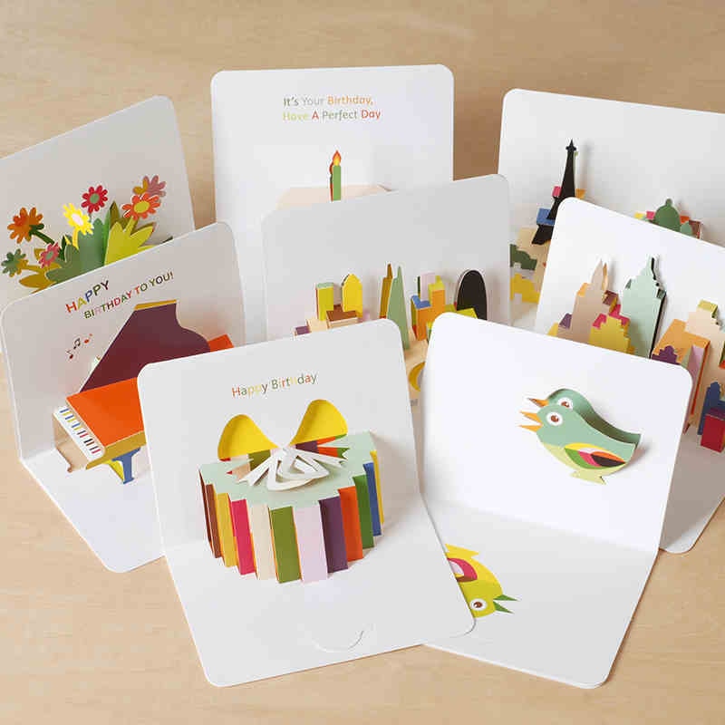 Børns dag tredimensionelt papir udskårne lykønskningskort sæsonens hilsner og takkort foldet postkort