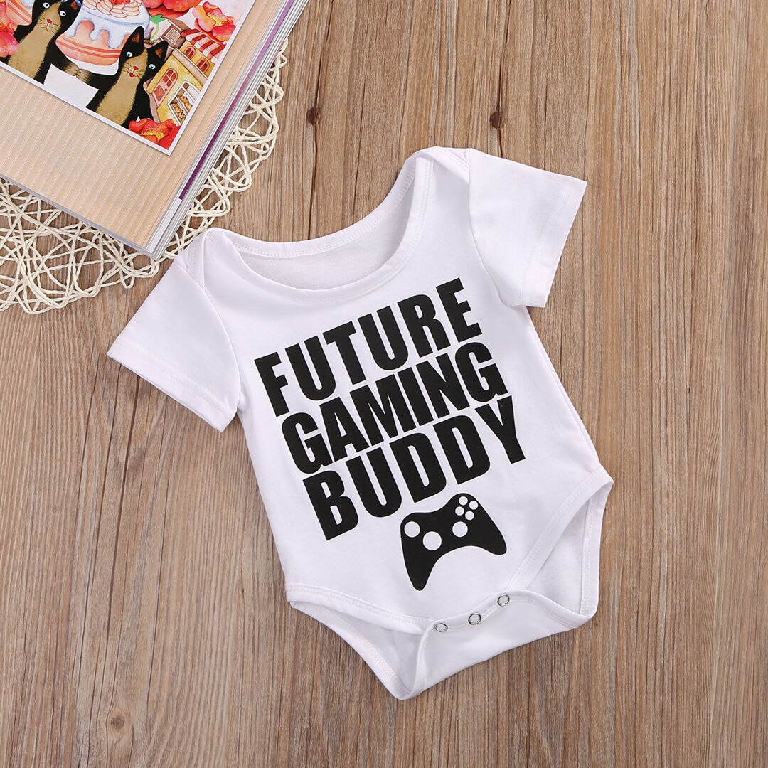Pasgeboren baby peuter meisje jongen unisex kind letter bedrukte playsuit romper jumpsuit kleding zonnepak outfit