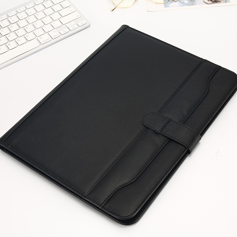 File Organizer Portfolio Folder Document Bags PU Leather Notepad Multi-function Card Holder Pen File Clip Calculator Memo