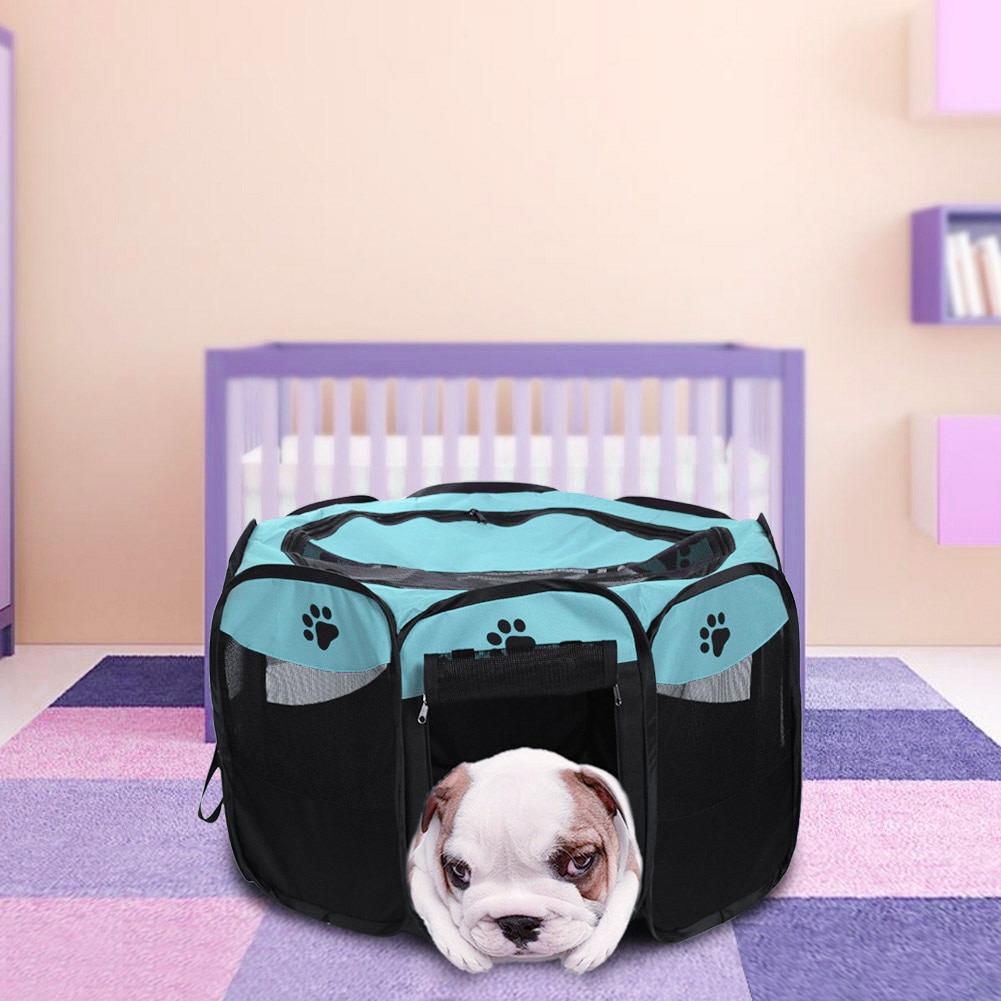 Garra impressão portátil dobrável pet cerca interior ao ar livre jogo seguro guarda playpen pequeno médio gaiola animal para gato cão
