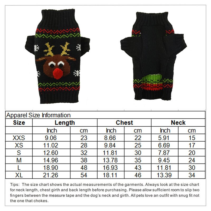 Abrrlo Hond Trui Kerst Rode Kerstman Trui Hondenkleding Xmas Rendier Winter Hond Truien Voor Kleine Honden: black / XS