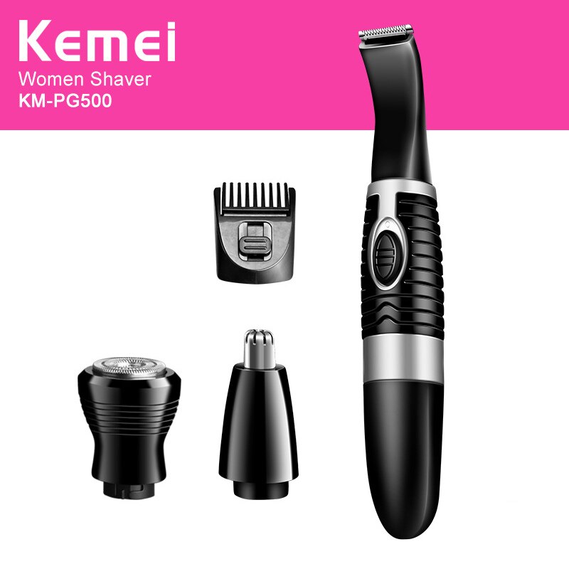 3 in 1 batteri næse- og øretrimmer kvinder epilator ansigt krop hårfjerning dame multifunktionel hårklipper skønhedsværktøj 40d: Sort