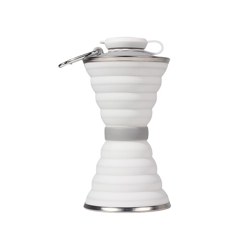4 Colors 500ML Silicone Folding Water Coffee Win Cups Travel Camping Cup Retractable Telescopic Collapsible Outdoor Sport: White