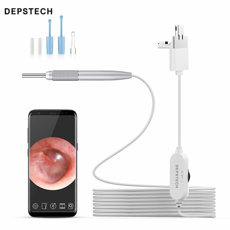 DEPSTECH-Otoscope USB NTE390 720P HD, caméra pour Inspection d'oreille, avec 6 endoscopes LED ajustables, pour téléphone Android et Windows/Mac et PC