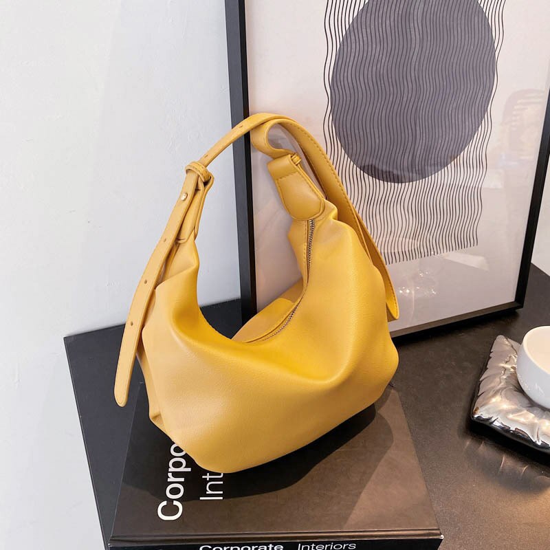 Luxus-handtasche aus pu-leder für damen, Käufer, einfarbig, großes fassungsvermöGen, schulterförmig, tellerförmig