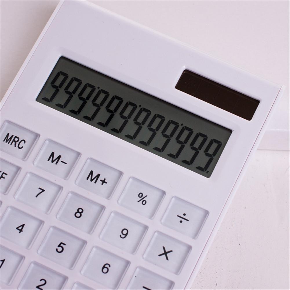 12 Digits Large Display Desktop Calculator Solar And Battery Dual Power Crystal Button Calculator