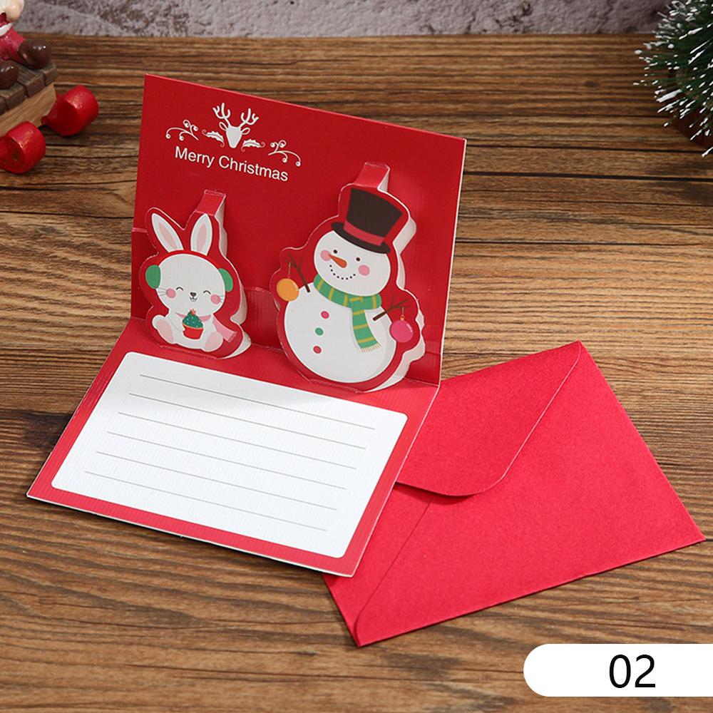 Joyeux noël bonhomme de neige cartes de bénédiction 3D dessin animé enfants Mini belle bonne année carte de voeux avec enveloppe carte postale: style2