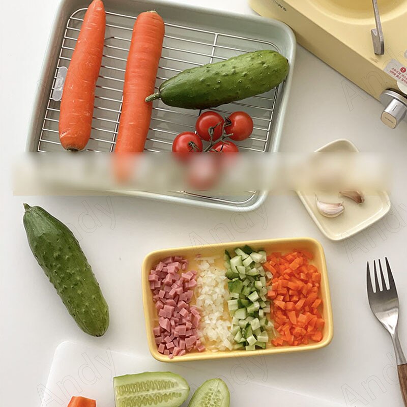 European Ceramic Plate Simple Rectangle Western Restaurant Bakeware Dining Room Desktop Fruit Salad Plates Kitchen Tableware