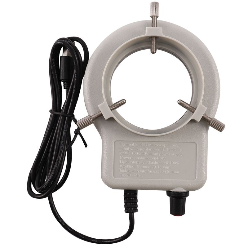 48 LED Industrial Microscope Camera Light Source Ring Lamp Light Illuminator Lamp Adjustable Brightness USB Interface