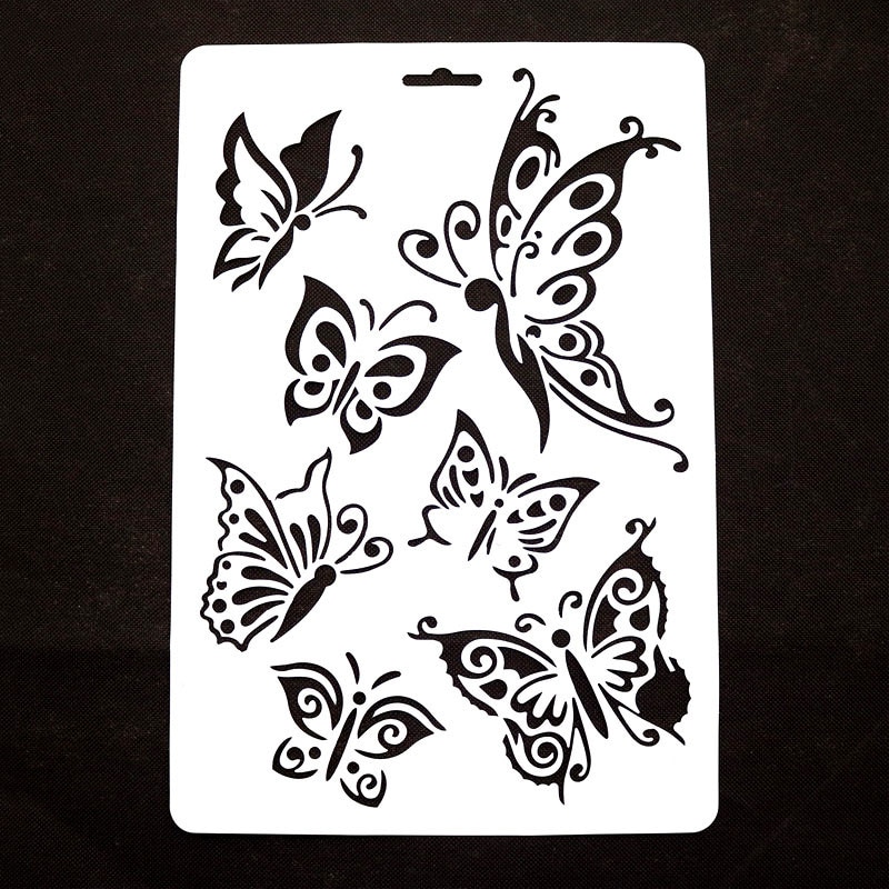 1 Pcs 30.5*21cm Butterfly Stencils Butterfly Shaped Painting Template Thin Plastic Plate Material School Educational Supplies
