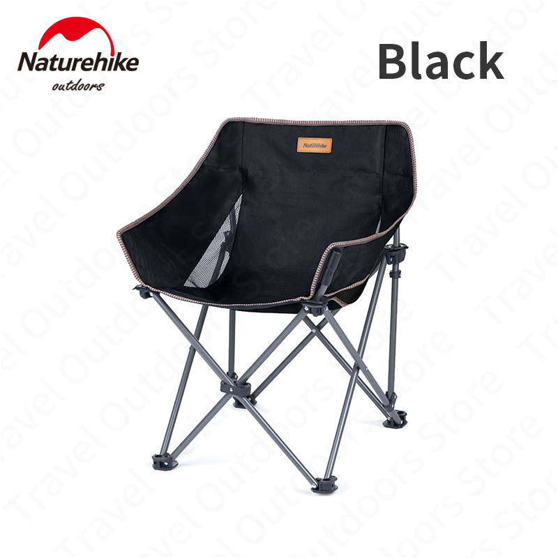 Naturehike Outdoor Ultralight Vouwen Vissen Stoel Camping Draagbare Strand Stoel Stalen Pijp Beugel Lager Gewicht 90Kg Stabiel: Black