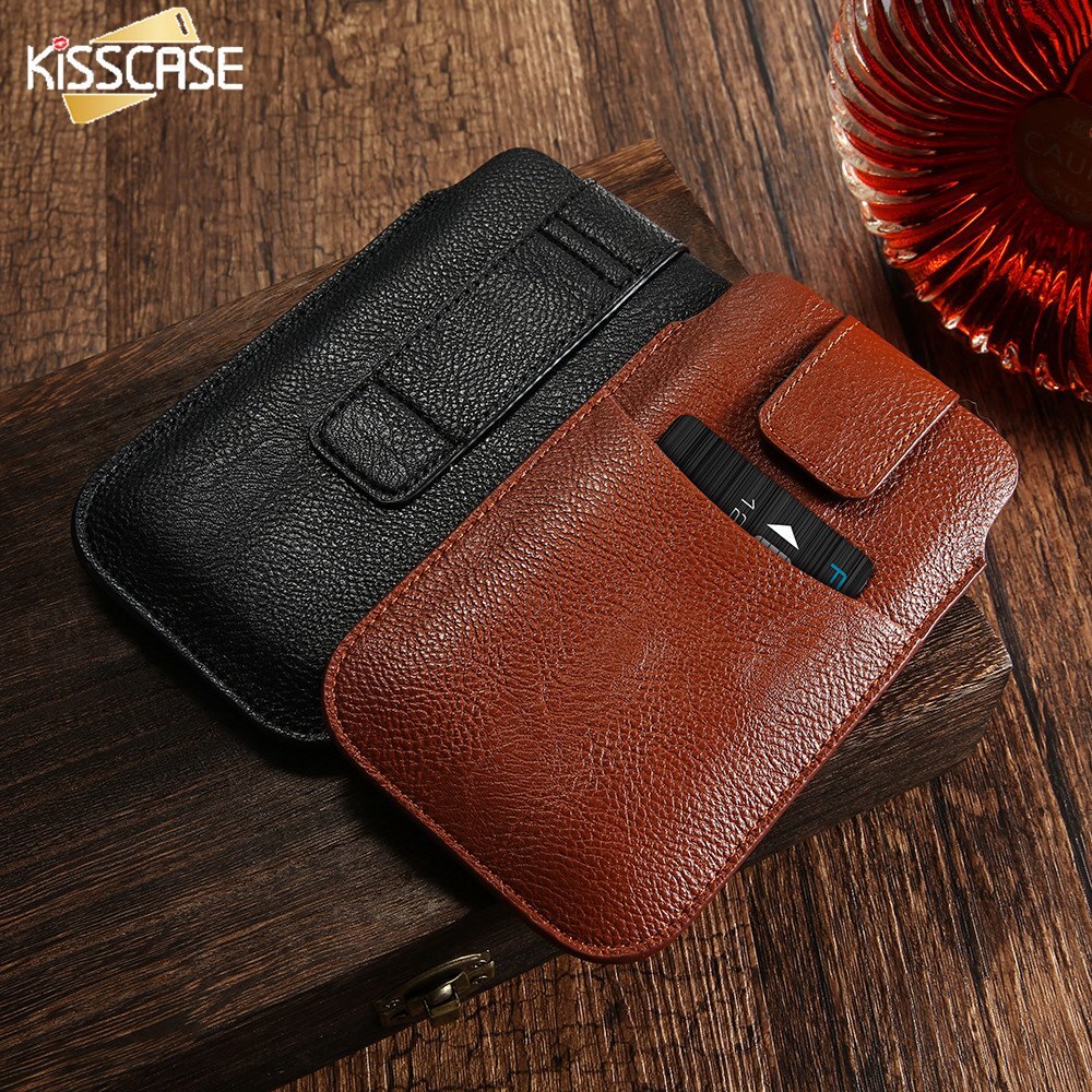 KISSCASE Cartera de cuero Universal cinturón Clip bolsa de teléfono para el Iphone 5 5S 6 6 s Samsung galaxia S7 s6 S6 Edge Plus cubierta funda cinturon para xiaomi 55