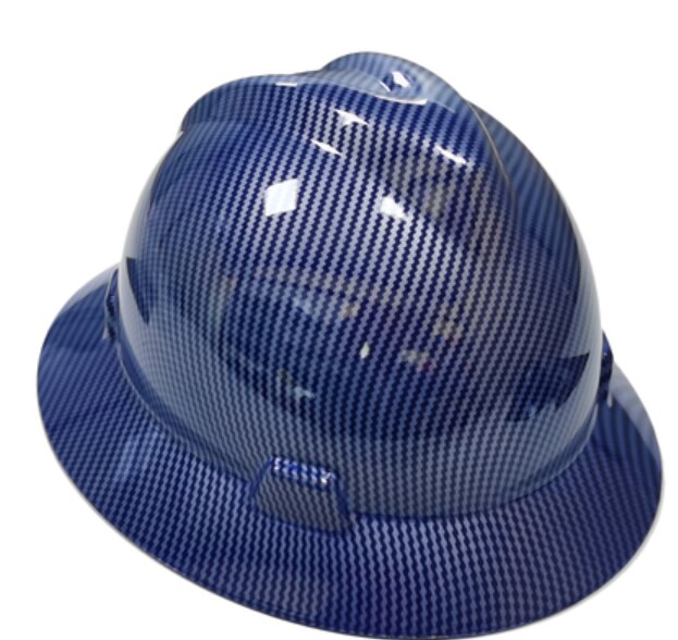 DARLINGWELL Full Brim Hard Hat Construction Safety Helmet Carbon Fiber Pattern Working Railway Metallurgy Mine Cap: sky blue