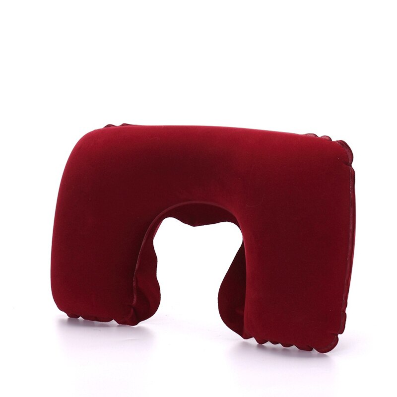 1pc U-Vorm Opblaasbare Reizen Kussen Auto Office Nekkussen Hoofdsteun Opvouwbare Draagbare Opblaasbare Hals CushionDropshipping: Wine red