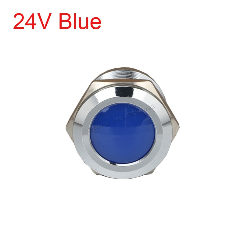 22mm Metal Indicator light LED Signal Lamp Warning light Car Boat Pilot Panel Signal Light 6V 12V 24V 220V 110V RGBYW Waterproof: 24v Blue