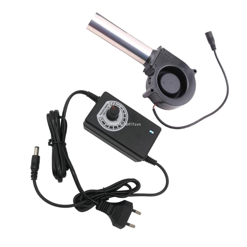 7530 BBQ Blower Met Luchtkanaal DC12V 220V Passen Snelheidsregelaar voor Brandhout Barbecue Kachel Stille Fan