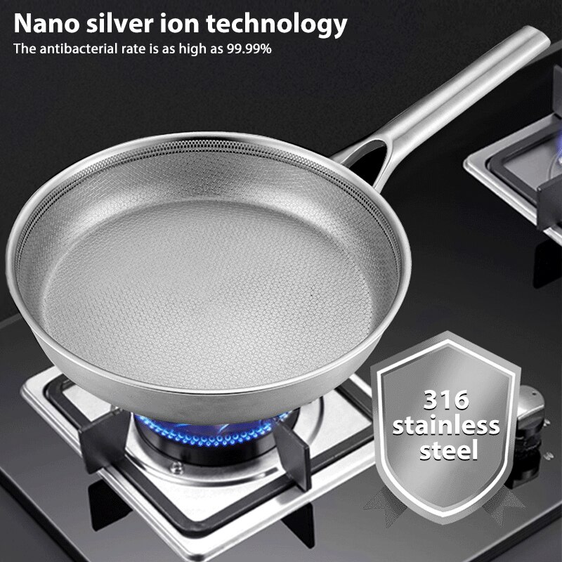 Nonstick Frying Pan 316 Stainless Steel Pan Kitchen Fried Steak Pot Wok Electromagnetic Furnace General