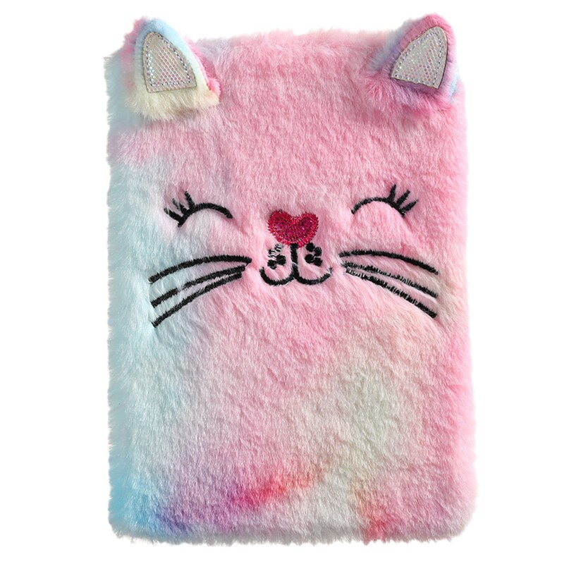 Carnet de notes en peluche chat mignon pour filles, Kawaii, pendentif, porte-clés, chats à fourrure, carnet agenda quotidien, carnet de notes, papeterie: 7