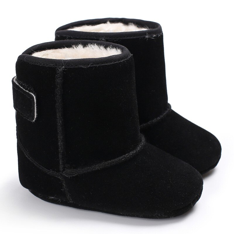 Baby Meisje schoenen Klassieke Herfst Winter Pluche Dikke Warme Snowboots Kids Eenvoudige Stijl Effen Kinderen Schoenen: black / 1