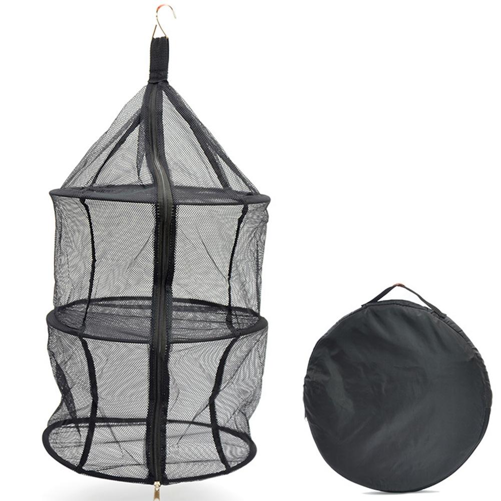Hanging Drying Rack Mesh Collapsible Net Dryer 3 Layer Black Zippers Mesh Dry Rack Ideal for Indoor/Outdoor Closets, Grow Tents
