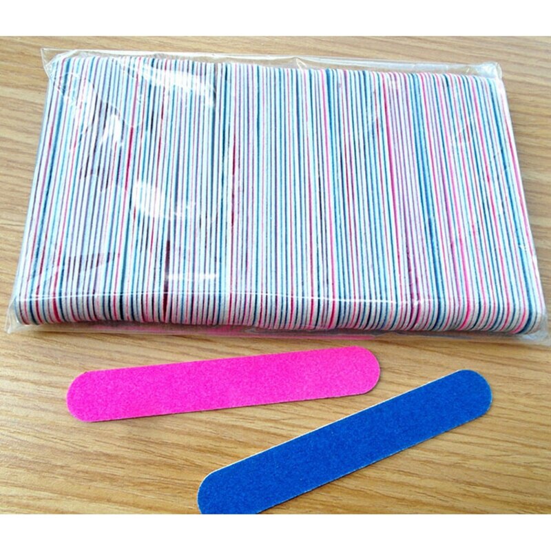 100Pcs Disposable Nail File Nail Buffer Lima Lime Aongle Nail Care Filer Emery Board EVA Toe Pedicure Manicure Tools