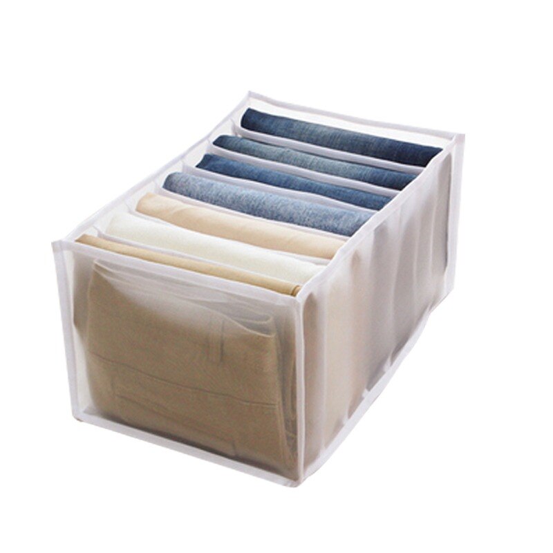 Jeans Storage Organizer Clothes Shorts Storage Boxes Waterproof Drawer Divider Closet Organizer Home Folding Pants Organizer: white