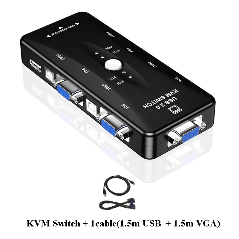 Kvm 4 Poorten Delen Printer Monitor Usb Splitter Vga Spliter Printer Spliter Kvm Switcher Handmatige Schakelaar: KVM-Switch 1cable