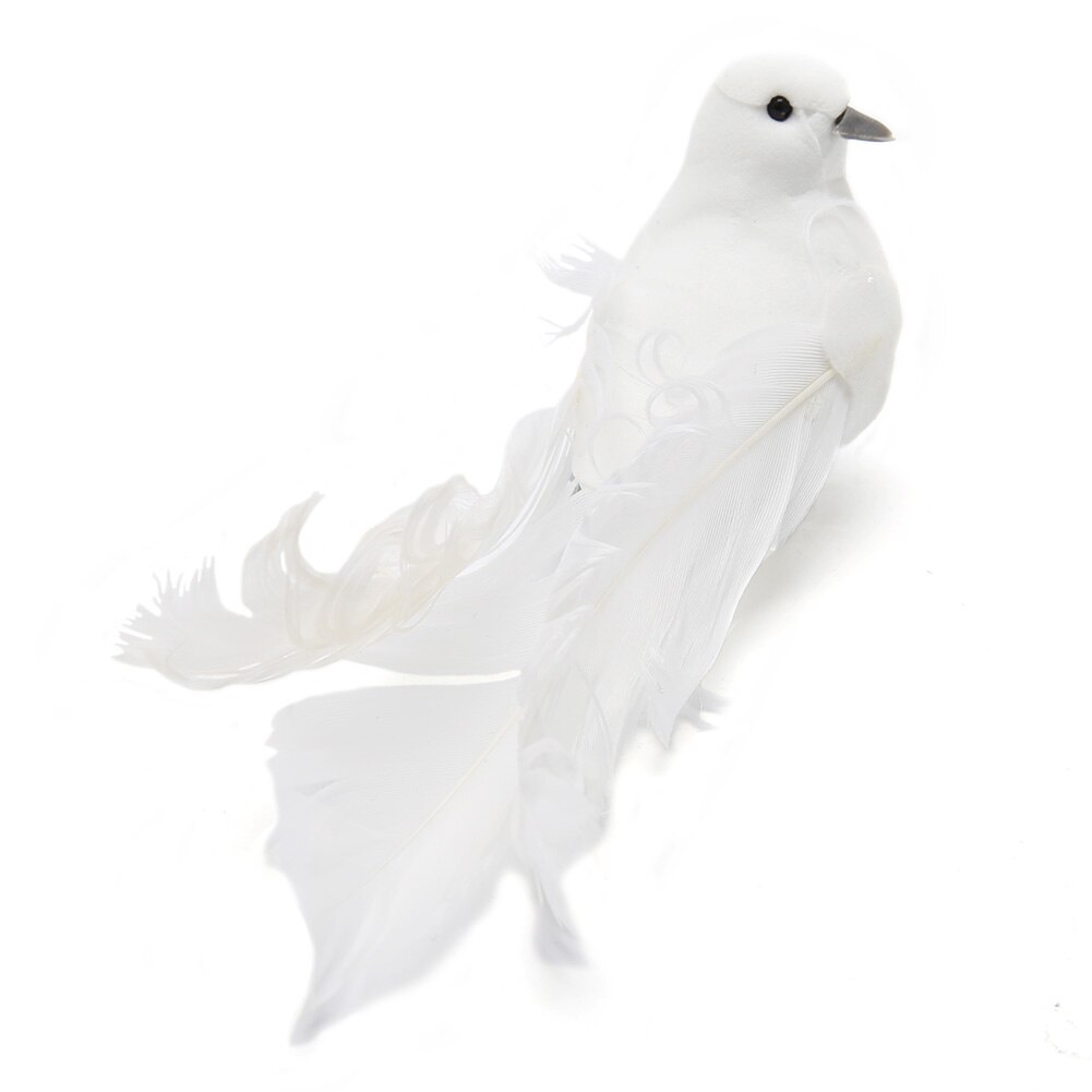 Glitter vogel met veren op clip | Zachtblauw | 15 cm | It's all ab