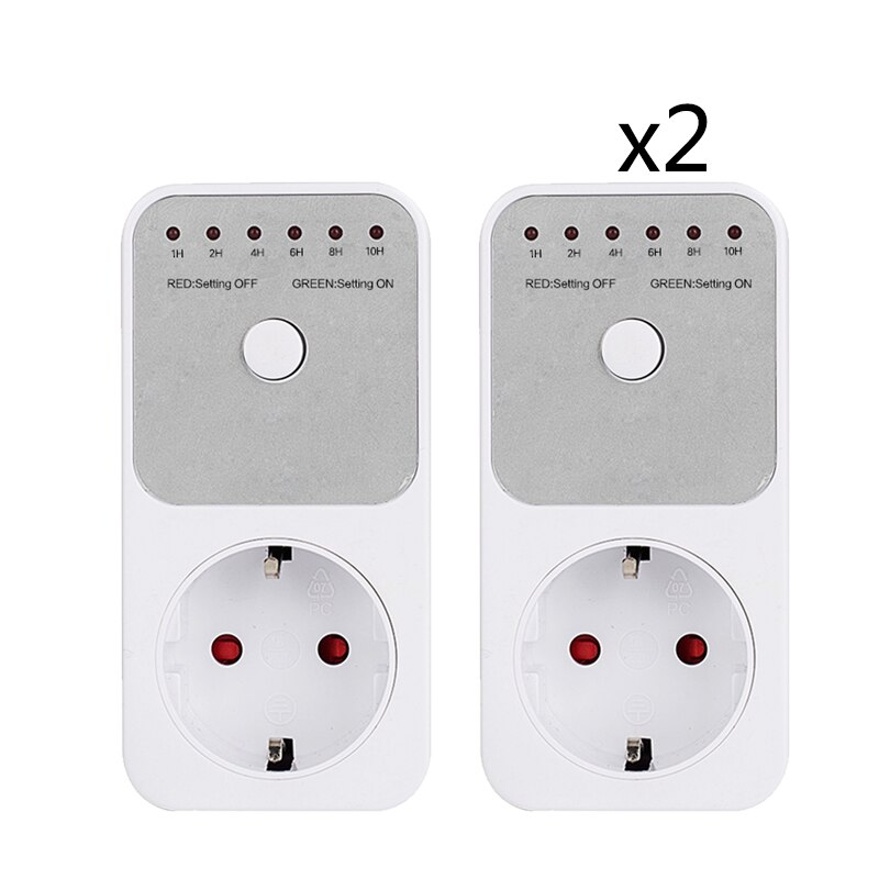 Mini LED 230V 16A 1h-10h Countdown Timer Switch Socket Outlet Plug-in Time Control for Kitchen Electric Appliance EU Plug: 2PCS