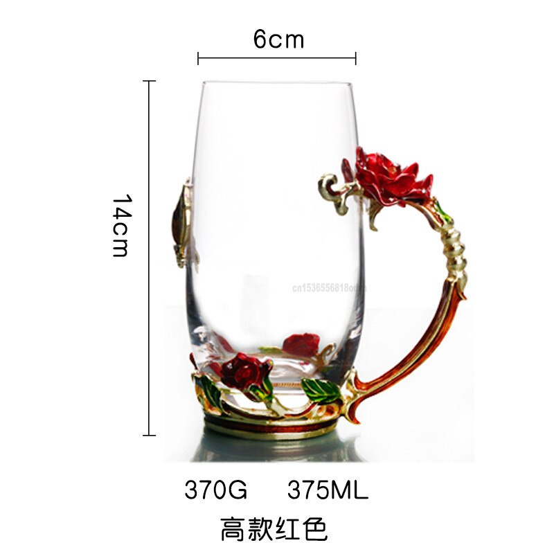 enamel water cup bubble flower tea rose tea cup crystal heat resistant casual Cup: Red High Style