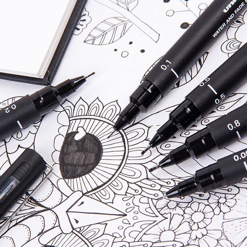 Japanese Stationery Uni Fineliner Drawing Gel Pen Pin-200 Waterproof Straight Liquid Hook Line Pen 0.25-0.94 Manga sketch