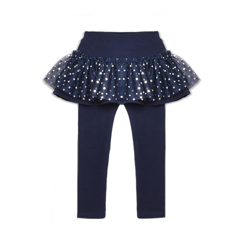 Mallas largas con falda para niña, pantalones pitillo con estampado de lunares, de princesa, para primavera y otoño