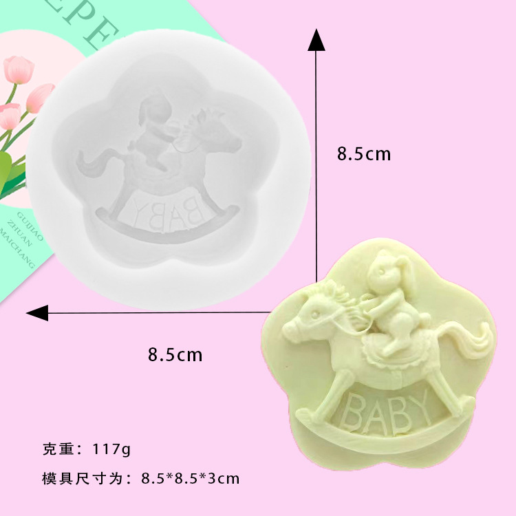 Mirosie-Moldes de silicona con alas de Pegaso, carrusel de caballo, pastel de unicornio, Fondant, Chocolate, bricolaje, molde de silicona para pastel, accesorios para hornear: Borgoña