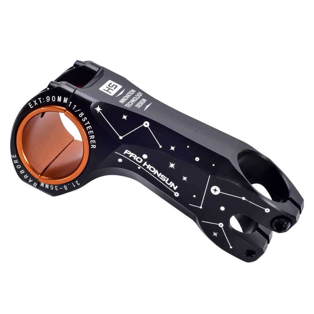 Bunte MTB Vorbau 90mm Aluminium XC Behälter DH Berg Rennrad Vorbau-17 Grad Gabelschaft Fahrrad 31.8/35mm Lenker Regenbogen Stengel: 90mm Schwarz