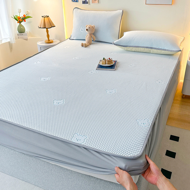 Zomermat Driedelige slaapzaal lakenset Studentenslaapzaal Huishoudelijke airconditioning Zachte mat Zacht comfortabel laken: 140x200cm / Light Grey