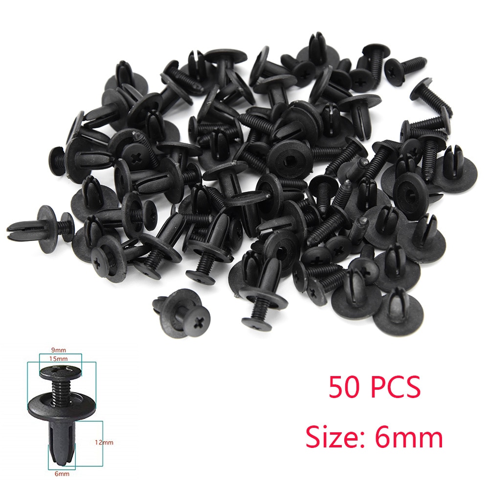 8mm/6mm- hulls nagleholder skyv motordeksel 50 stk automatisk støtfanger feste for bildørbekledning panel klips for universalbil
