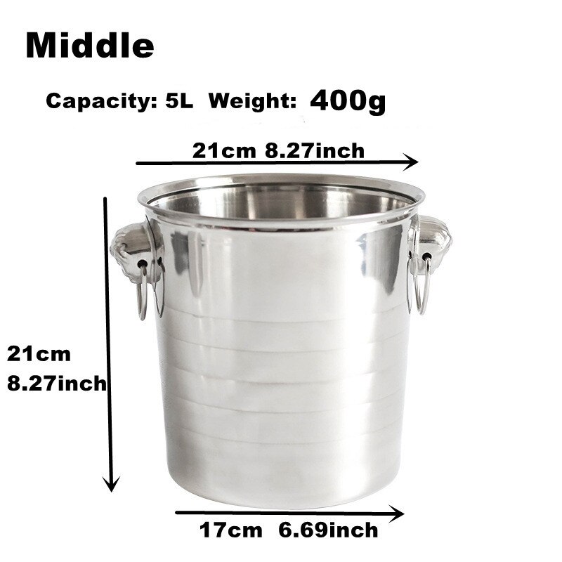 Stainless Steel Wine Chiller Bucket Champagne Bottle Cooler Ice Basket: M