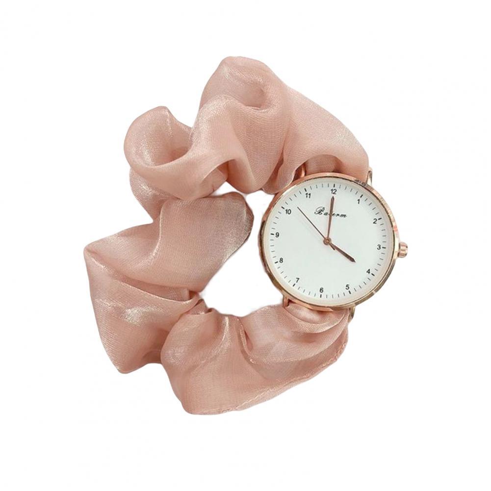 Polshorloge Koreaanse Lint Digitale Horloge Kleine Fee Elegante Persoonlijkheid Student Meisje Quartz Horloge Zonder Sluiting Armband Horloge: Roze