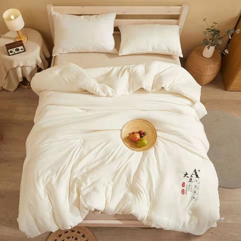 Spring Blanket Summer Cotton Quilt Solid Color Soybean Fiber Thin Quilt Soft ChildrenTwin Queen Bedding