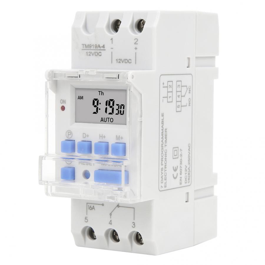 Timer bryter uke timer bryter 12v dc 16a lcd display med nedtellingsfunksjon avtakbart batteri cronometro digital