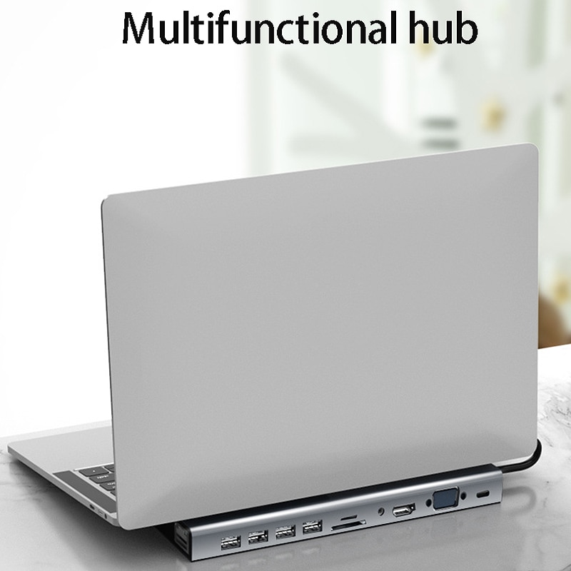 Moyeu 11 en 1 Type C USB C3.0 moyeu multifonction type-c Station d'accueil HDMI HD Vga Hub