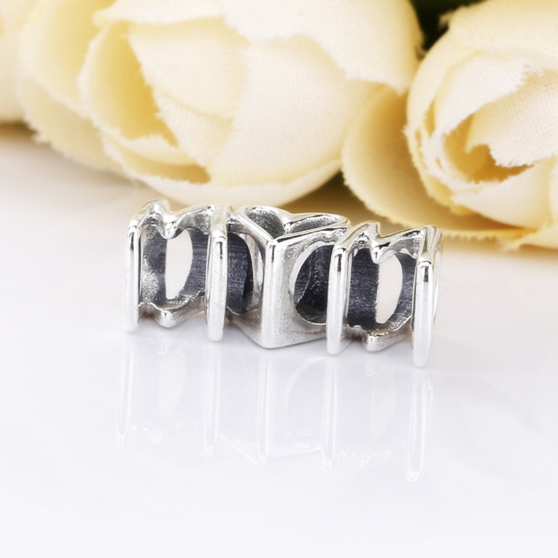 Fit 925 Silver Original Charms Bracelets Mom Letter Heart Charm Bead Pendant For Sterling Original Bangle Jewelry Making DIY