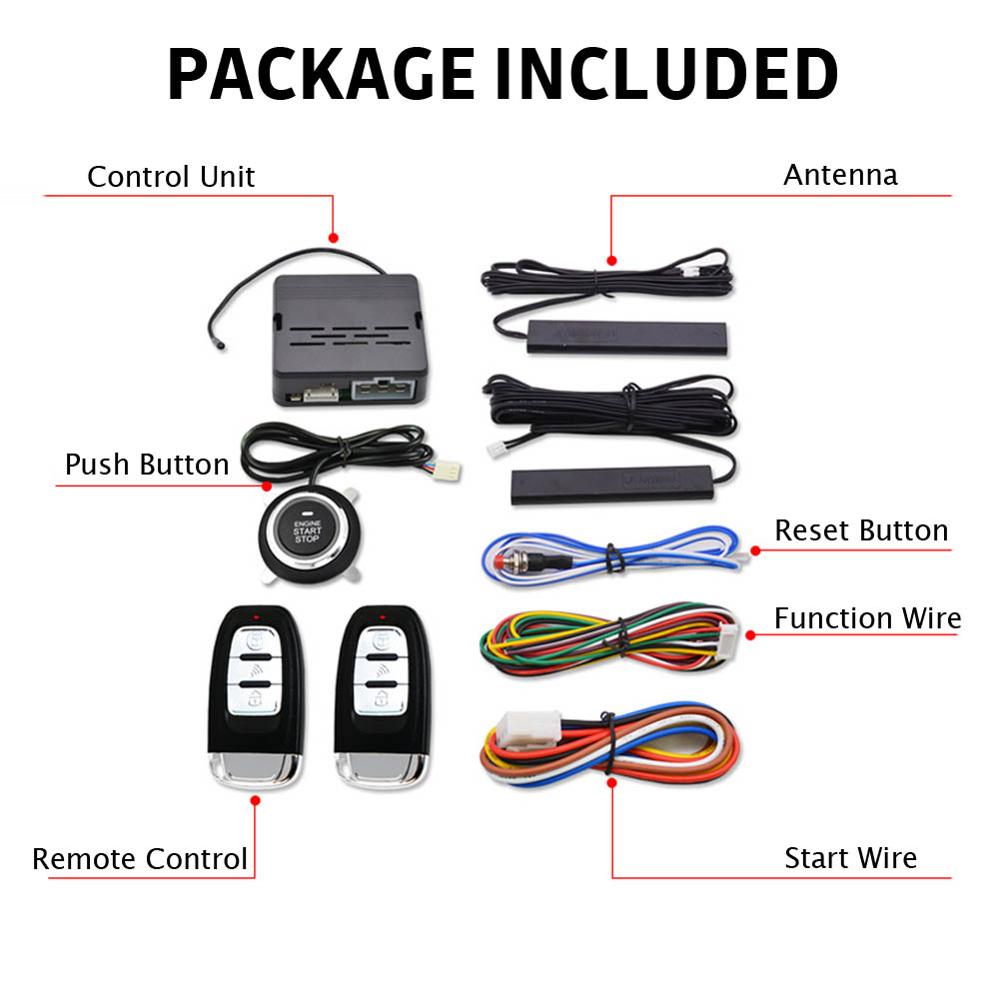 12V Universal Car Start Stop Button Engine Push Start Button Alarm Vehicle Entry System With Remote Controller CSV