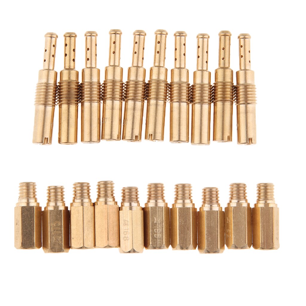 20 Pcs Solid Carburetor Main/Slow Pilot Jet Needle Set For PWK PE Keihin OKO CVK Carb Copper