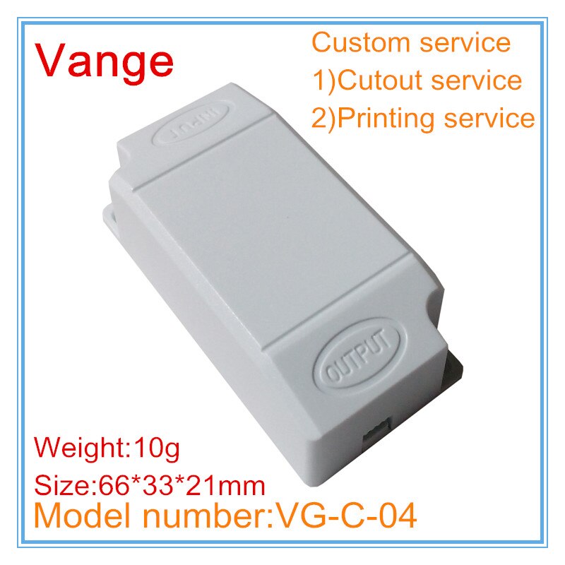 10pcs/lot extruded molding plastic housing led driver power box IP54 fireproof PC plastic case 66*33*21mm